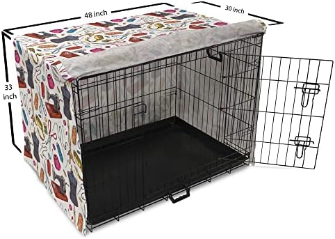 Capa de caixa de cães de moda lunarável, padrão com equipamentos de alfaiataria de desenhos animados como fios da máquina