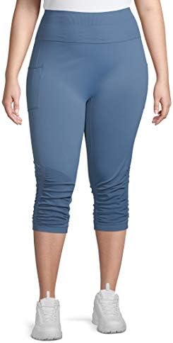 Sob controle, plus size capri leggings para mulheres com barriga de bolso Controle de cintura alta calça de ioga Treino de calça