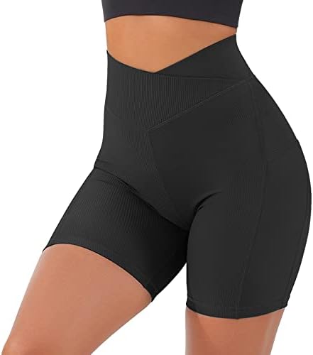 Alta cintura Levantamento de mototeador feminino Butt shorts v cruzar shorts shorts ioga shorts shorts de spandex