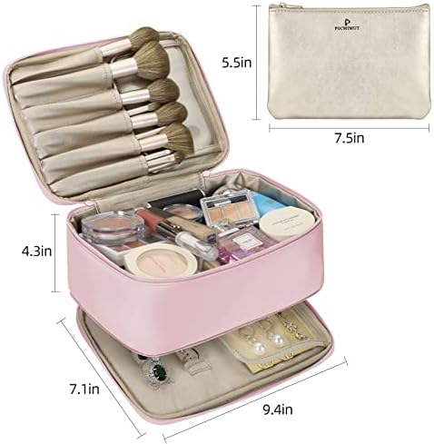 Bolsa de maquiagem Pocmimut e bolsa de jóias, bolsa de cosméticos para mulheres 2 em 1 Viagem Organizador de bolsas de maquiagem