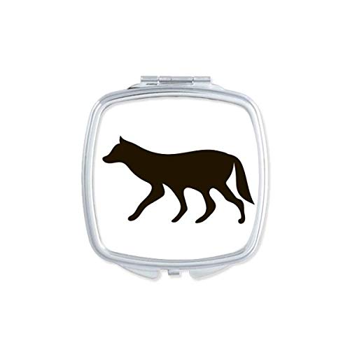 Black Wolf Animal Retrato Mirror Portátil Compact Pocket Maquia