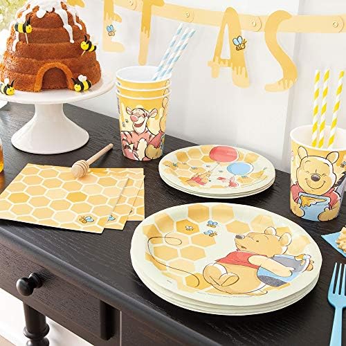 Placas de sobremesa de papel redondo exclusivas - 7 , Disney Winnie The Pooh, 8 PCs