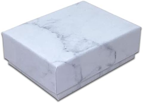 TEDISPLAYGUYS - 24 PK Velvet Insert Kraft Paper Jewelry Gift Box - Brincos - Marble White 11