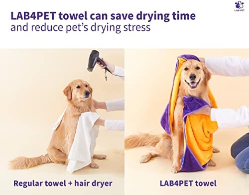 Toalhas de cães Lab4Pet para secar cães - Toalha de secagem de microfibra super absorvente para animais de estimação