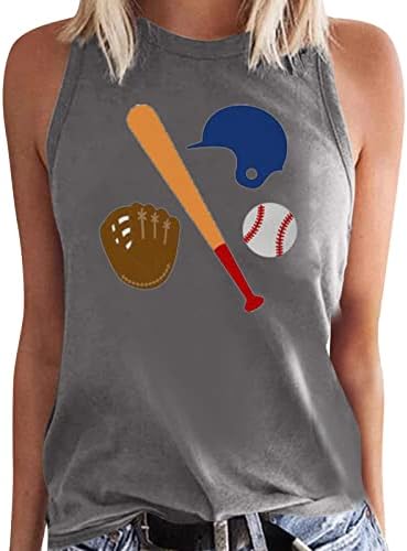 4 de julho Tampo de tanques para mulheres Exercício Exercício Baseball Tshirts O pescoço engraçado Pullovers sem mangas