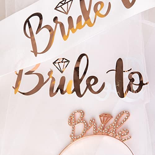 Bolonar Bride a ser definida - noiva para ser véu e rosa de ouro de ouro rosa e noiva para ser faixa, decoração de festa de despedida
