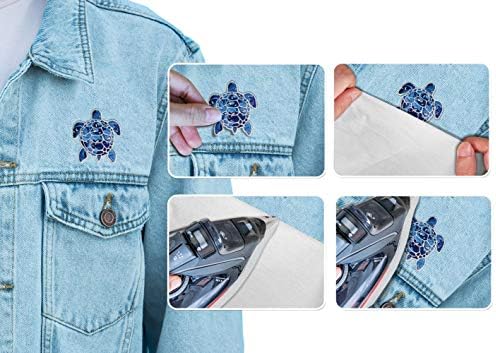 Costura bordada vintage do Wirester Costura em ferro em remendo para camisas, jeans, jaquetas, chapéus - tartaruga marinha azul