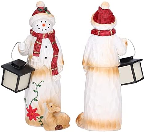 Feliz do boneco de neve, decorações de Natal do boneco de neve, estátua do boneco de neve com escultura de estatueta de resina