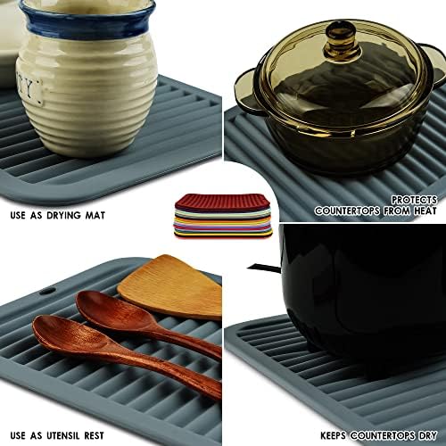 Smithcraft Trivets para pratos quentes potes e panelas, almofadas quentes de silicone para cozinha, tapetes de silicone 12x9