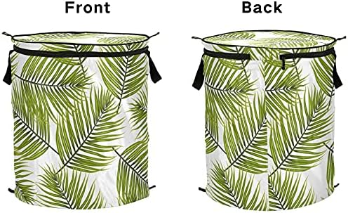 As folhas de palmeira de verão aparecem no cesto de lavanderia com tampa de cesta de armazenamento dobrável Bolsa de lavanderia