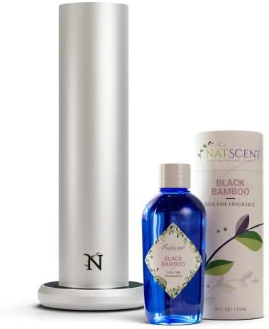 Difusor de dínamo NatsCent com óleo de fragrância de bambu preto incluído, pacote de difusor de aromaterapia inteligente