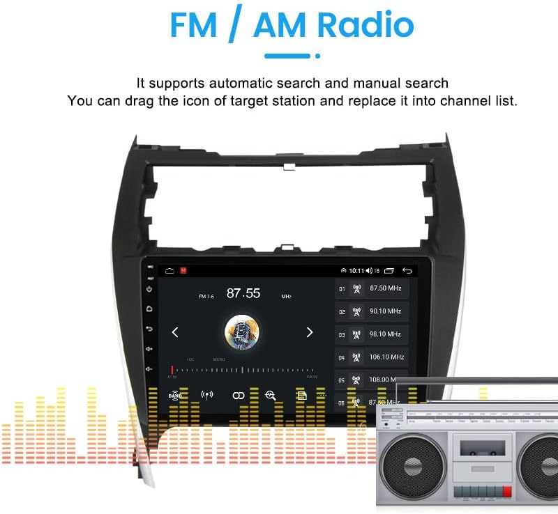Android 11 estéreo de rádio para Toyota Camry 2012 2013 2014, Biorunn 10,1 polegadas de 8 núcleo GPS GPS Navi sem fio CarPlay