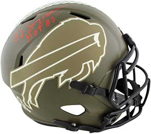 Bills O.J. Simpson Hof 85 Saluta assinada para atender a Speed ​​Rep capacete de velocidade JSA Wit - Capacetes NFL autografados