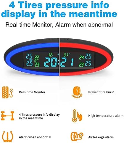 Monitor de pressão do pneu WYKDD TPMs internos de pneu interno TPMs com luzes ambiente de duas cores Sistema de monitoramento de pressão do pneu automático do carro