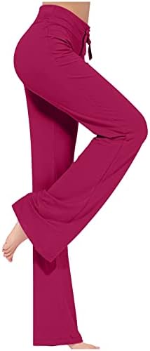 Calça de ioga feminina perna reta solteira de algodão modal de algodão de algodão
