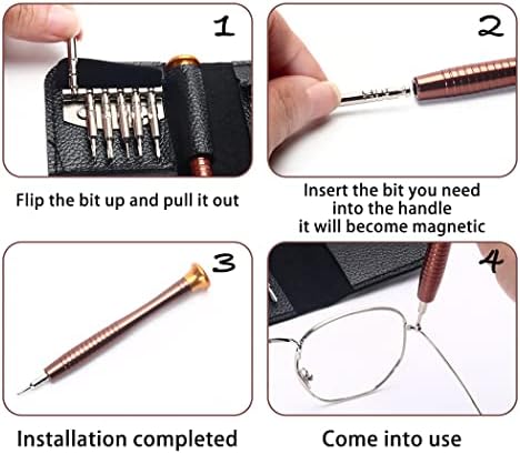 Chaves de fenda de precisão do kit de reparo de óculos, chaves de fenda magnéticas de 24 anos e chave de fenda portátil de 4 em