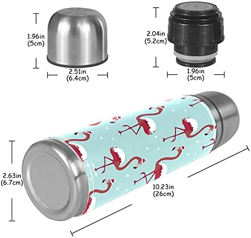 Inomer Christmas Snow Flamingos em Red Hat Hat Stoneless Thermomos Vacuum Isoled Water Bottle com tampa de 17 oz Thermo