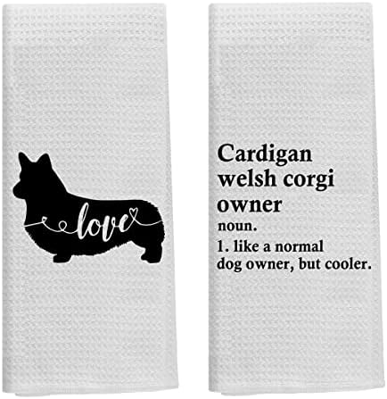 Cardigan Welsh Corgi Proprietário Definição Funnidade Toalhas de cozinha de cachorro Toalhas de banho, 16x24 polegadas Conjunto