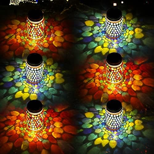 Zhehao 6 peças Lanternas ao ar livre Mosaico solar Luzes de mosaico solar Lanternas de jardim de Natal Lanternas de lâmpadas