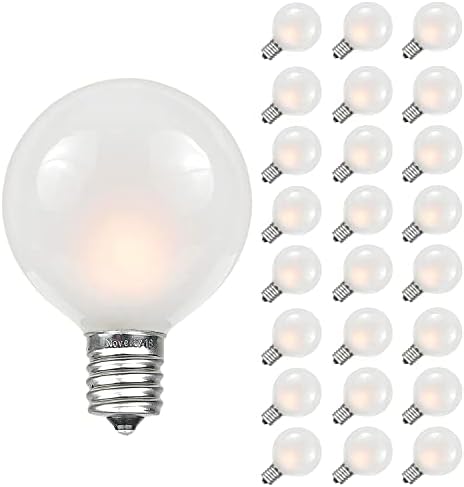 Luzes de novidades 25 pacote g40 bulbos de substituição do globo externo, branco fosco, base C7/E12 Candelabra, 5 watts