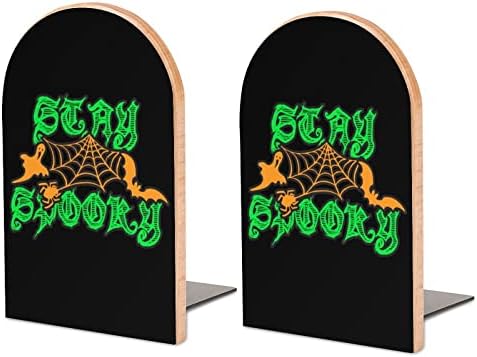 Stay Spooky Boo Spider Pintura de madeira Decorative Livro Non-Skid End 1 par 7x5 polegadas