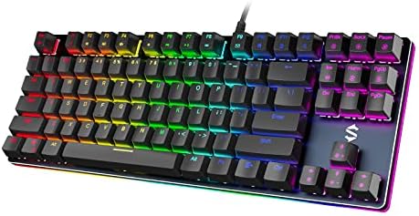 Black Shark RGB Mechanical Gaming Teclado Teclado LED de LED Teclado com fio com interruptores azuis, Totalmente programável,