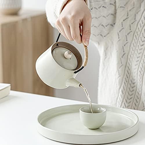 Cabilock Decor vintage Cerâmica panela de chá japonesa com infusser porcelana chinesa kungfu bels chaleira vintage chaleira jarro de capa com alça para o chá de folha solta decoração japonesa cinza