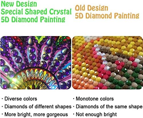 VIENROSE DIY 5D Parcial Diamond Painting Kits para adultos e crianças 14x14 em pinturas de mandala miçangas de formato