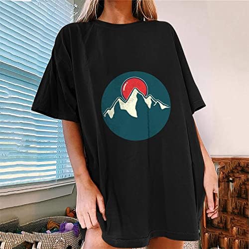 Camisetas de grandes dimensões para mulheres de manga curta Crewneck túnica de verão Túmulos de verão Vintage Sunset Graphic