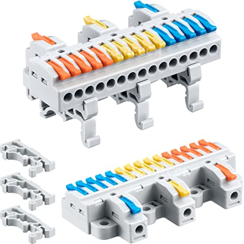 Jandeccn 4pcs DIN Terminal Rail Blocks, conectores de fio de emenda DIY para circuito em linha 28-12AWG