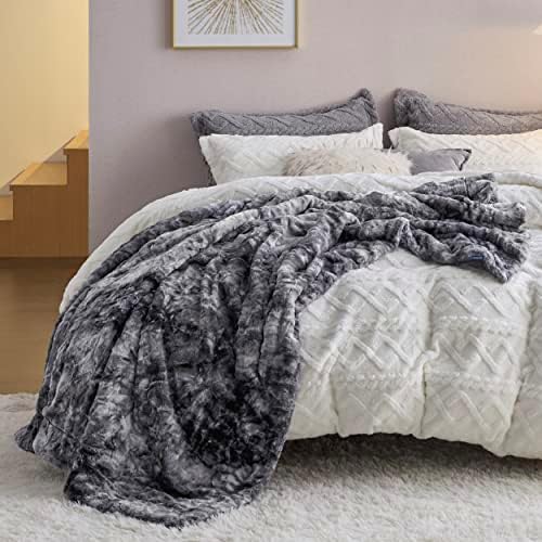 Bedsure Clanta Fuzzy para sofá - cinza, macio e quente sherpa, pêlo falso e peludo, cobertores reversíveis para sofá e cama, 50x60