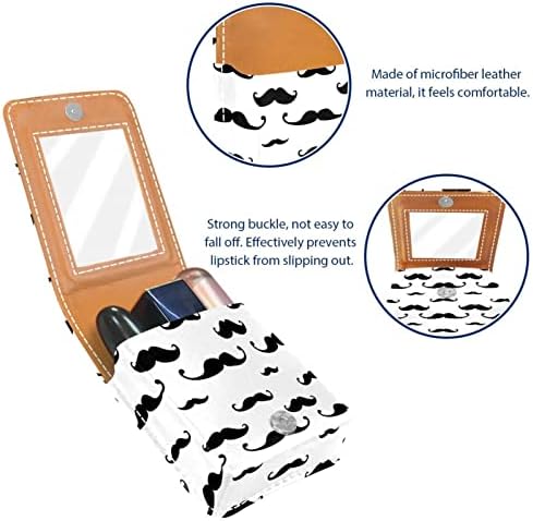 Mini estojo de batom com espelho para bolsa, organização de suporte de caixa portátil do bigode hipster