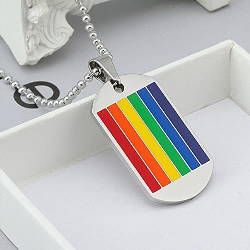 Colar de arco -íris 2pcs 2pcs LGBT LGBT de aço inoxidável de aço inoxidável