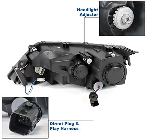ZMAUTOPTS LED LED SINAL SEQUENCIAL Projector Farol preto/fumaça +6.25 DRL branco compatível com 2010-2012 Ford Fusion