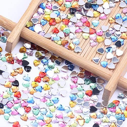 Nail Art Rhinestones 200pcs 4 mm de jóias de coração de facetes lisos brilhantes cores normais acrílico strass strass adesivos -