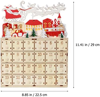 Calendário de advento de madeira aboofan com gavetas led calendário de advento de natal iluminação