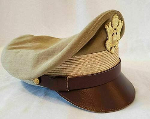 Regalia Craft WW2 Exército dos EUA AirCorps Airforce Militar Oficiais de Força Aérea Khaki Crusher Visor Hat Cap repr