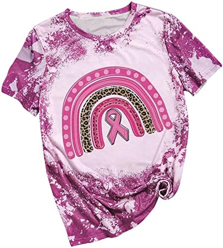 Camisa de manga longa Mulheres femininas Moda feminina Top prevenção de câncer de mama Tie Dye Impresso Womens Solid T