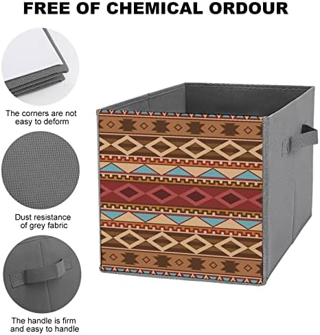 Nudquio navajo nativo americano padrões dobráveis ​​caixas dobráveis ​​caixas colapsíveis cubo de tecido organizador simples