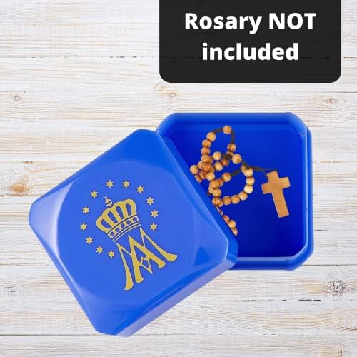 Ave Maria Plastic Rosary Box, Catholic Prays Beads Boxes de lembrança, Organizador de jóias religiosas do tamanho de uma