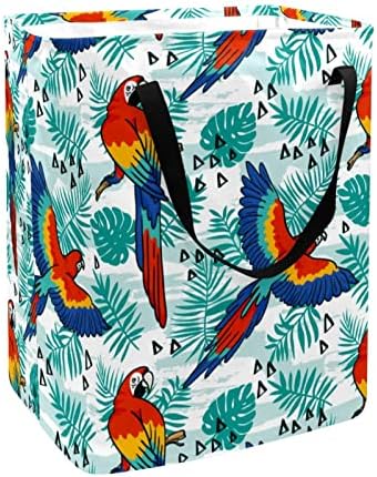 Tropical Parrot Birds Palm padrão de palmeira estampa de lavanderia dobrável, cestas de lavanderia à prova d'água de 60L