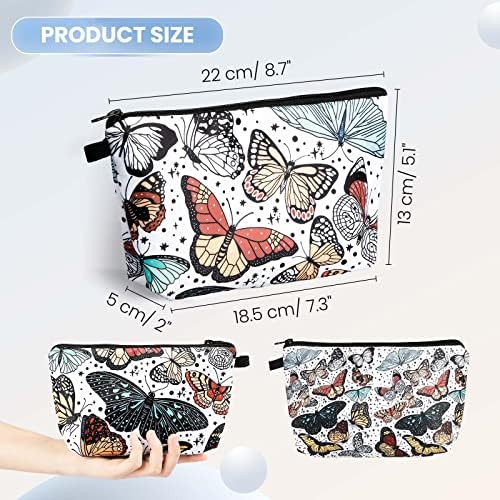Motzu 4 PCs Sacos de maquiagem de borboleta para mulheres Bolsa de viagem de viagem por portátil de viagem de viagem portátil com