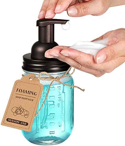 Dispensador de sabão de espuma de jarra de pedreiro - Bomba de espuma livre de aço inoxidável à prova de ferrugem/BPA, com rótulos