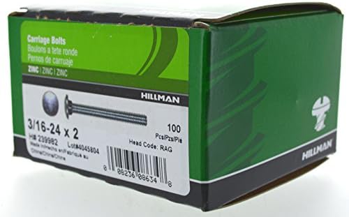 Hillman 2399982 PARAFUSO DE TRABALHO, 3/16 x 2 polegadas, aço, zinco, prata, 100 pacote