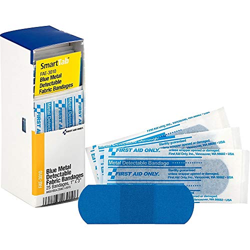 Primeiros socorros apenas FAE-3010 SmartCompliaCerefill 1 x 3 Bandagens detectáveis ​​de metal azul, 25 contagem