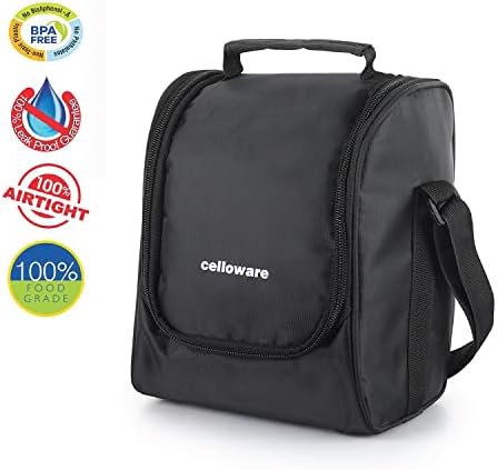 Cioloncelo Max Fresh tudo em uma lancheira conjunto de 5 com bolsa de tecido | 3 recipientes de plástico com aço interno,