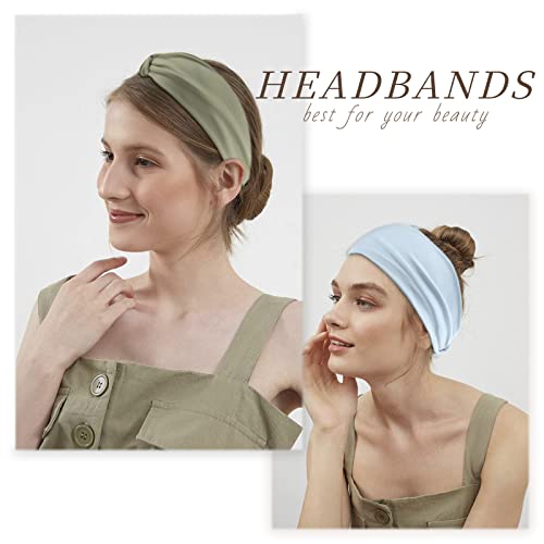 Oooleer 10 pacote Bandas de cabeça femininas Sweat não deslize cores sólidas de cores sólidas faixas de cabelo para exercícios de fitness