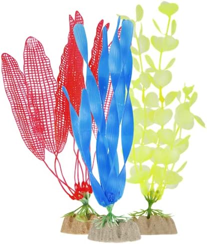 Planta fluorescente glofissa Multipack 3 contagem, contém amarelo médio, laranja grande, grandes plantas de aquário artificial azul azul