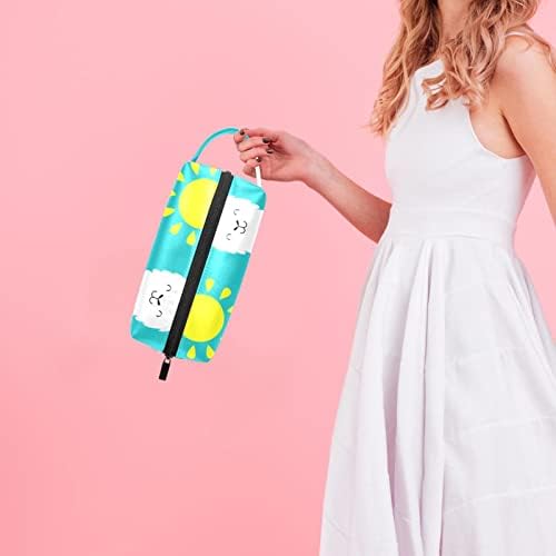 Tbouobt Gifts for Men Mulheres Bolsa de maquiagem bolsa de higiene pessoal Pequenos sacos de cosméticos, desenho animado de lhama azul de animal azul