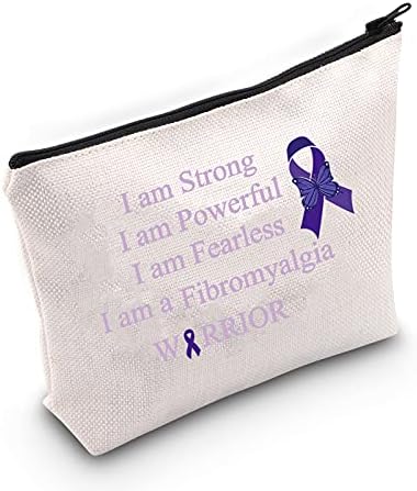 MBMSO Fibromialgia Presente Fibromialgia Bolsa de maquiagem Bolsa de maquiagem Fibromialgia Support Purple Ribbon Gifts